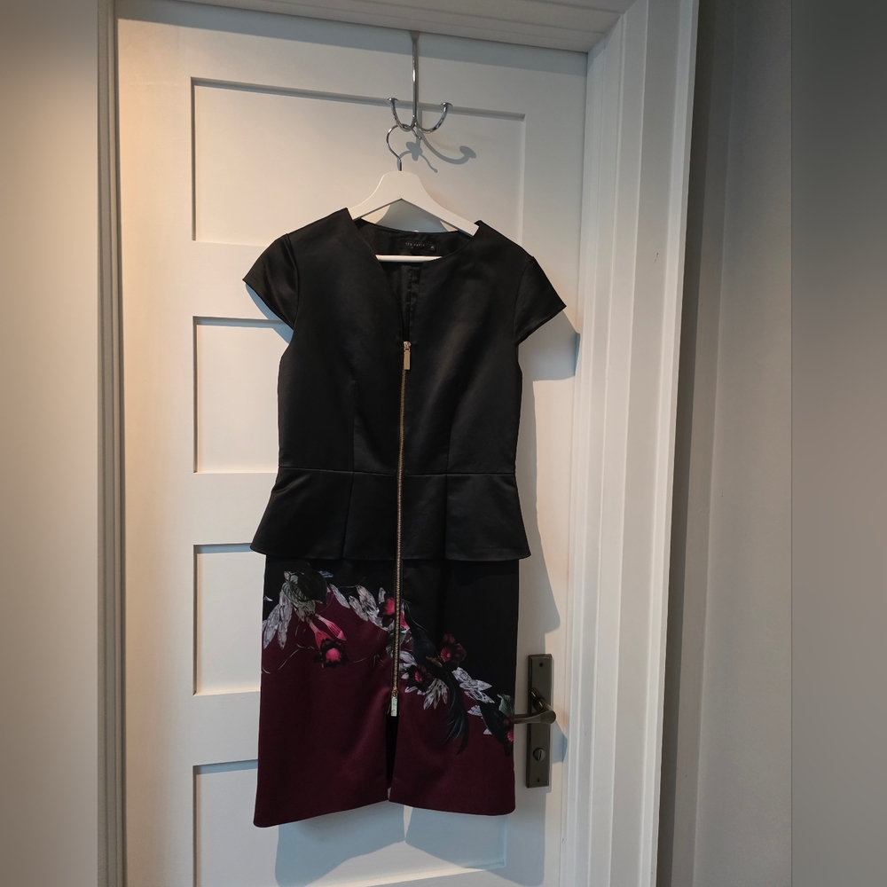 Ted Baker Black and Burgundy Floral PEDress